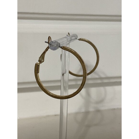 Gold Tone Classic Hoop Earrings For Women - Picture 2 of 3